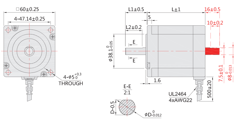59mm步進(jìn)電機(jī)外形尺寸圖